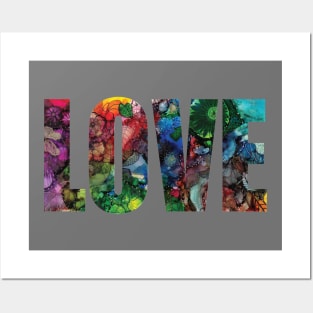 Word Art LOVE from original alcohol ink painting Posters and Art